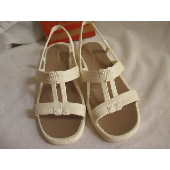 Vintage Womens Sandals 6 US 23 mexico Sandak Molded Rubber White Bety NOS - Picture 2 of 9